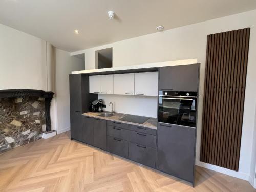una cucina con lavello e fornello di Appartementen het Centrum a Domburg