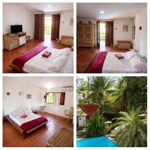 a collage of four pictures of a bedroom at Exclusive Guest House - Suites Charmosas na Vila in Porto De Galinhas