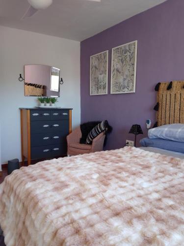 a bedroom with a large bed and a dresser at La Estrellita in Iznájar