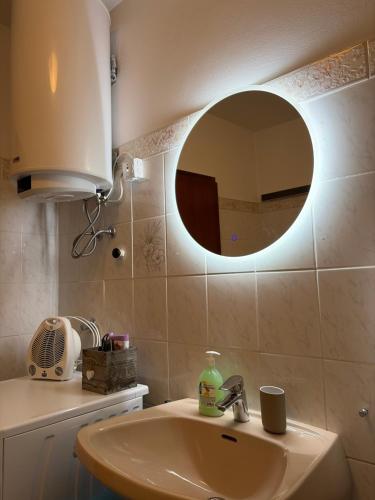 a bathroom with a sink and a mirror at Šumska kuća Juga Kovačević in Bela Crkva