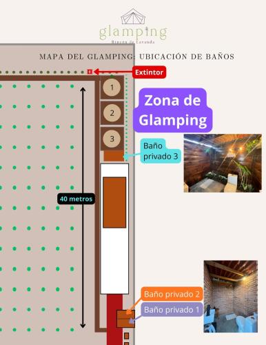 a screenshot of a website with a diagram of a room at Glamping Rincón de Lavanda in Texcoco de Mora