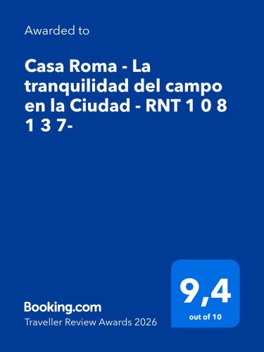 a screenshot of a cell phone with the words caasra roma la translated at Casa Roma - La tranquilidad del campo en la Ciudad - RNT 1 0 8 1 3 7- in Salento