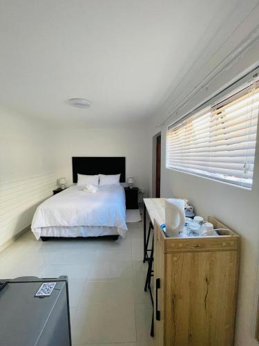 a bedroom with a bed and a sink in it at Ruka Manor B&B in Strand
