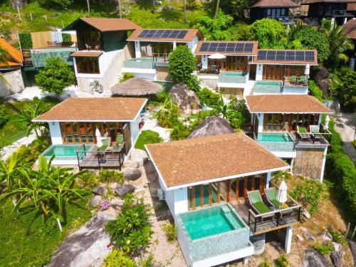 an aerial view of a villa with a swimming pool at Secret Garden Eco Pool Villas in Ko Tao