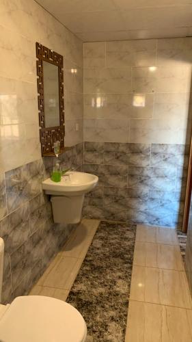 a bathroom with a sink and a toilet at Hillawi Private Desert Camp in Aqaba