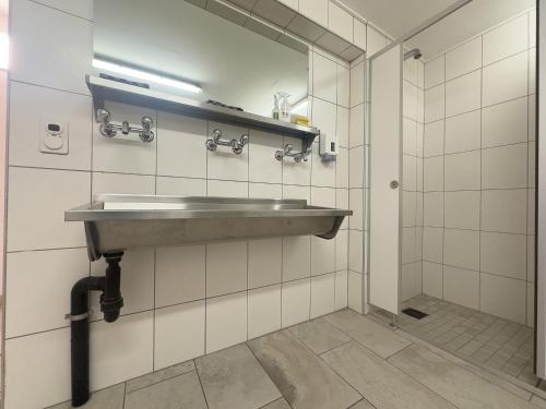 a bathroom with a sink and a mirror at Gîte de chandonne in Liddes