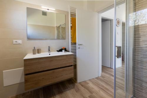 a bathroom with a sink and a mirror at Gradisca Go Home 2 in Gradisca dʼIsonzo
