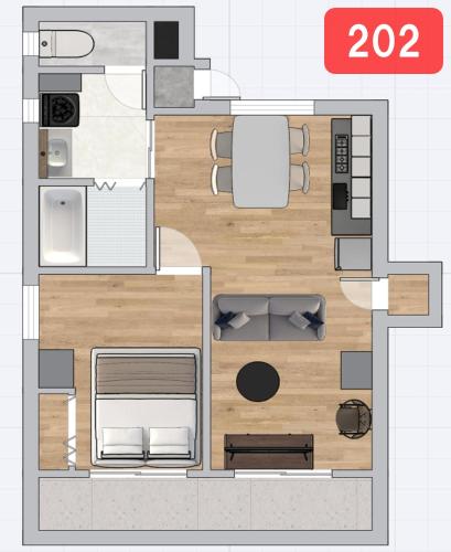 a floor plan of a small apartment with a room at Chateau Sunrise in Tokyo