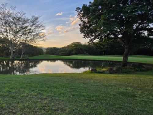 a golf course with a pond and a tree at Kruger park lodge 503 in Hazyview