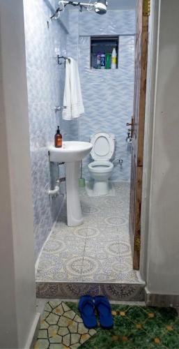 a bathroom with a white sink and a toilet at Esidai Sidai in Narok