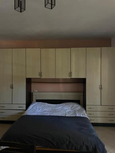 a bedroom with a large bed with white cabinets at Sior in Golem