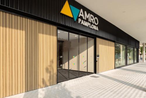 a store front with a awo parolis sign on it at Amro Pamplona - Albergue Juvenil in Pamplona
