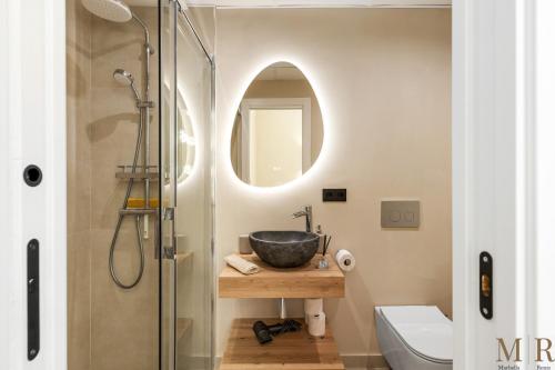 a bathroom with a sink and a shower at Casa Eva Ref #97 in Estepona