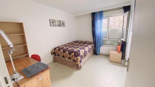 a small bedroom with a bed and a window at Nancy centre bienvenue, chambre chez l'habitant in Nancy
