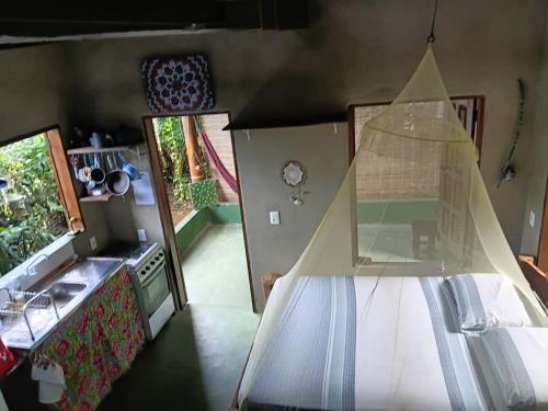 an aerial view of a kitchen with a tent in it at Recanto BantuArte-Boipeba in Cairu