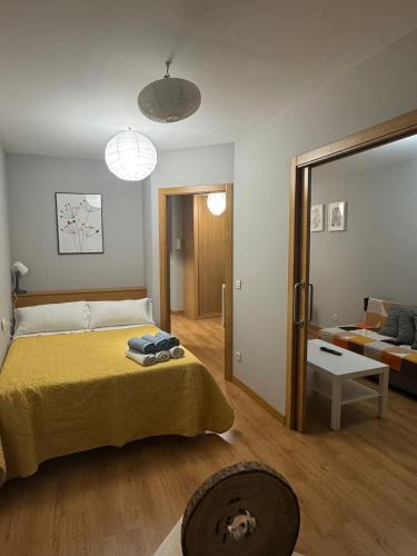 a bedroom with a bed and a living room at PASEO ROMANo in Lugo