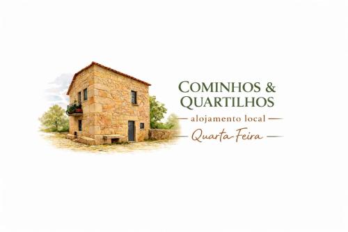 an image of an old building with the words communications and quattroquilts at Cominhos & Quartilhos in Sortelha