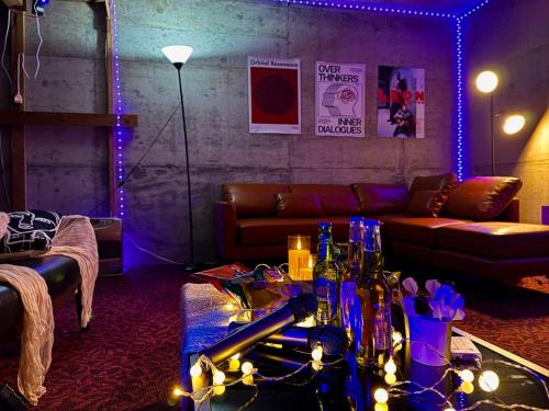 a living room with a couch and a table with lights at Yuzawa Toyo - Vacation STAY 98053 in Yuzawa