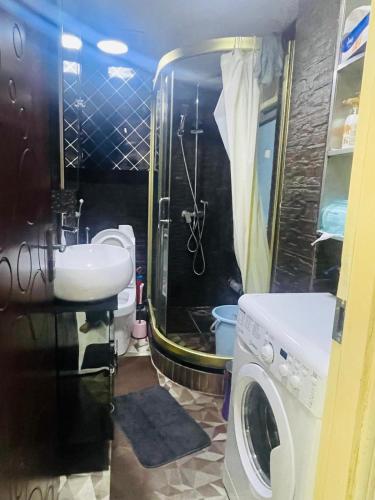 a bathroom with a sink and a washing machine at 2 bhk flat available in tst in Hong Kong