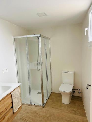 a bathroom with a shower and a toilet at Casa Privada Benidorm Centro in Benidorm