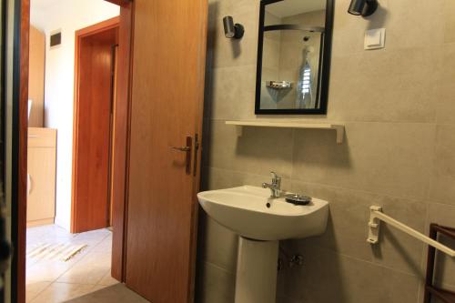 a bathroom with a sink and a mirror at Apartments Daidzic by El-Pi Tours in Njivice