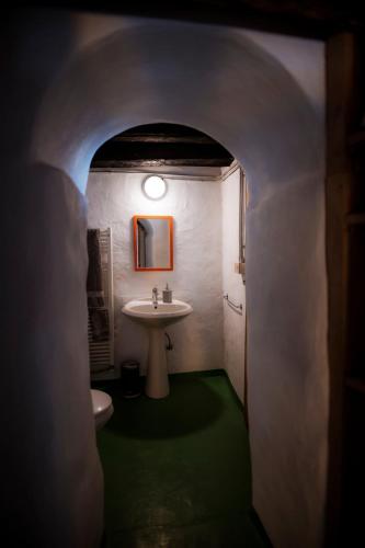 a bathroom with a sink and a toilet in it at Via del Campo 98 in Castione Andevenno