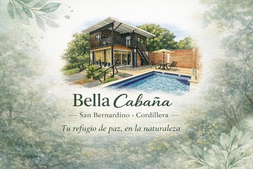 a picture of a house with a swimming pool at Cabaña con piscina y vista al lago in San Bernardino