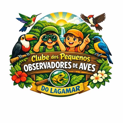 a sign for a zoo with people and birds at Lagamar Eco Hotel in Cananéia