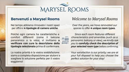a poster for a massage room with a menu at Marysel Rooms in Olbia