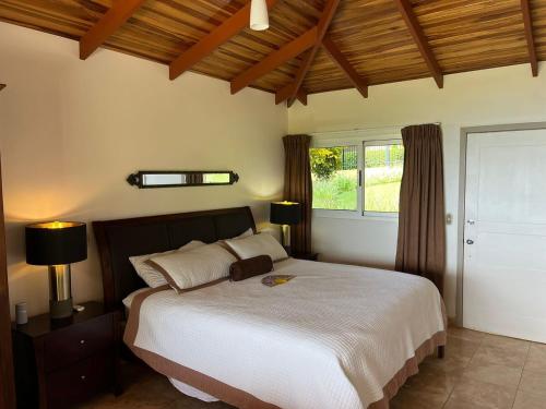 a bedroom with a large bed and a window at Ballena Bay Villa Lot 45 Villa del Mar in Tambor