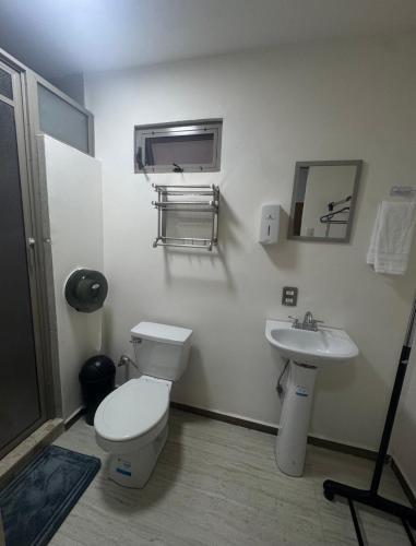 a bathroom with a toilet and a sink at Hermosa Suite Anakoba 6 in La Concha
