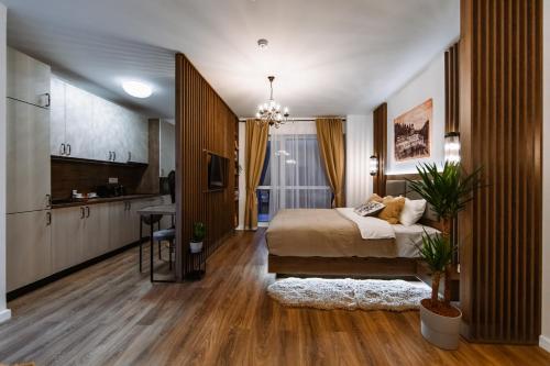 Llit o llits en una habitació de Eliss Studio Sinaia - spa si piscina contra cost