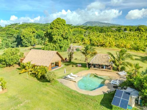 an aerial view of a villa with a swimming pool at Vai Iti Lodge in Afaahiti