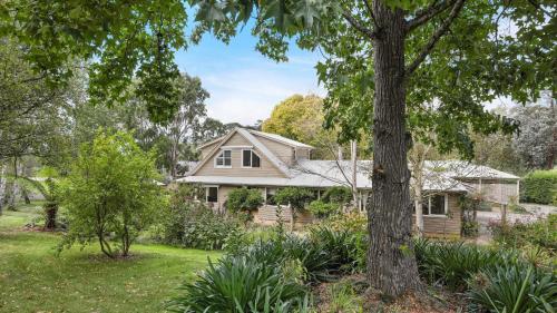 a house with a tree in the yard at Southrose Cottage in Moss Vale