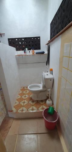 a bathroom with a toilet in a small room at Villa Culture in Ile aux Nattes