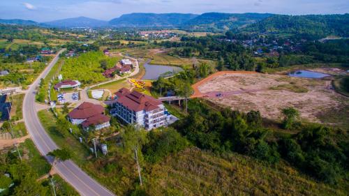 an aerial view of a building and a road at Phurua Sanctuary Resort and Spa in Phu Rua