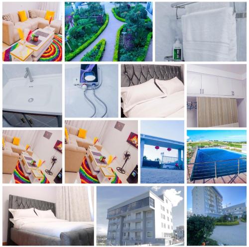 a collage of photos with furniture and a building at Maggy Homes in Marimbeti