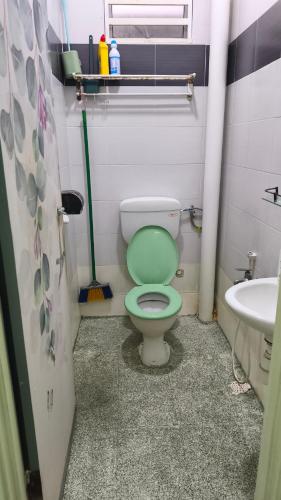 a bathroom with a green toilet and a sink at MatiinJannah Homestay Arau in Arau