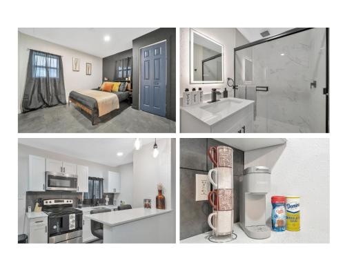 a collage of pictures of a kitchen and a bathroom at Walk to Stadium, 2 Parking spots, Dog Park, BBQ in Tampa
