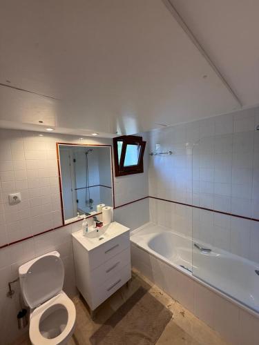 a bathroom with a toilet and a sink and a tub at Tus vacaciones junto al mar in Torrevieja