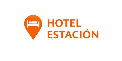 a logo for a hotel station with the words hotel extension at Hotel Estación Guadalajara in Guadalajara