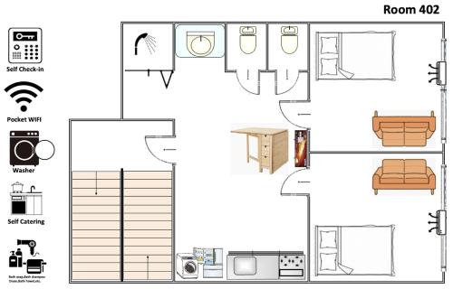 4F Walk to Skytree 2BR with 2 Toilets Max 6 Dual-Hub Access