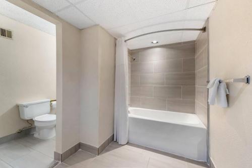 a bathroom with a toilet and a bath tub at Quality Inn Alamosa in Alamosa