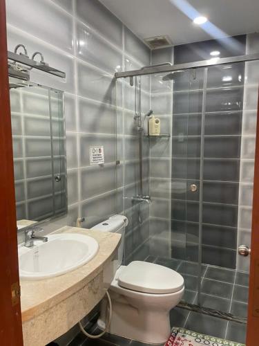 a bathroom with a toilet and a sink and a shower at 60 Inn Saigon in Ho Chi Minh City