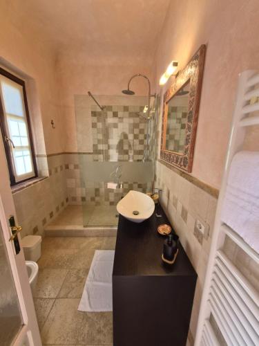 ein Badezimmer mit Waschbecken und Dusche in der Unterkunft Il Giarolo in Cameriano
