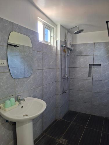 a bathroom with a sink and a shower at D Estelita Guest House in Moalboal