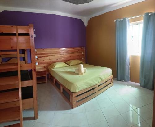 a bedroom with a bunk bed and a ladder at casa alcindo in Portela