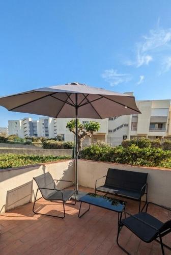Studio front de mer avec acces privé à la plage et grande terrasse vue sur la mer