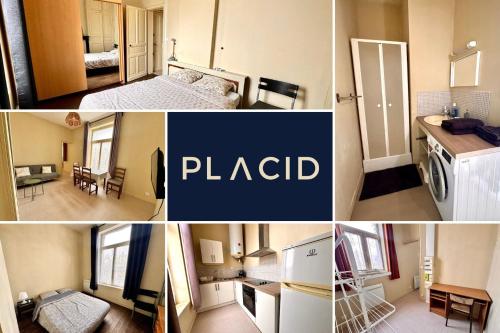 a collage of photos of a small apartment at Le Repère de Rumaucourt in Rumaucourt