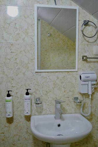 a bathroom with a sink and a mirror at Ferre Hotel Shekvetili in Natanebis Sadguri